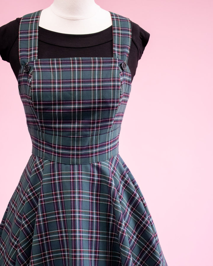 Peebles Pinafore Dress - Green - Preorder for dispatch 3rd of September