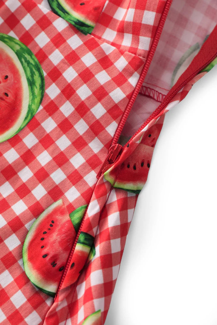 Mabel Watermelon Gingham Shirt Dress