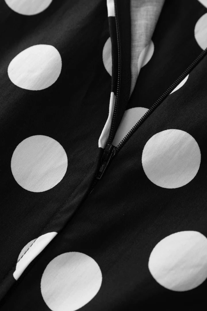 PREORDER - Helen Black Polka Dot Dress - Expected dispatch 10th of September