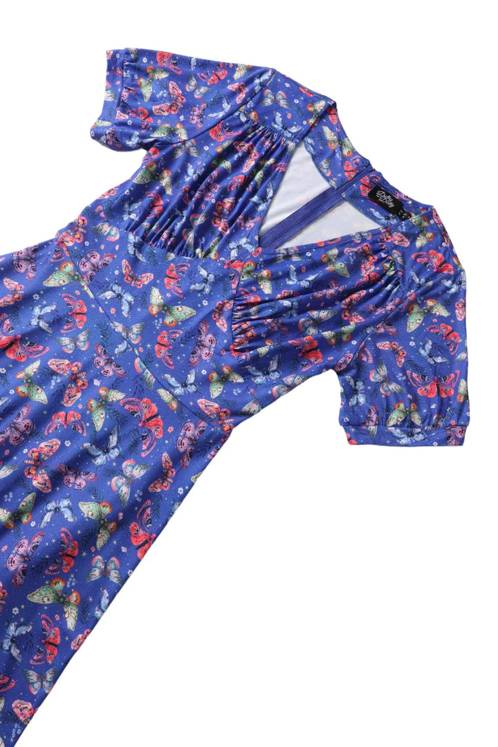 PREORDER - Julia Blue Butterfly Tea Dress - Estimated dispatch 18th of June