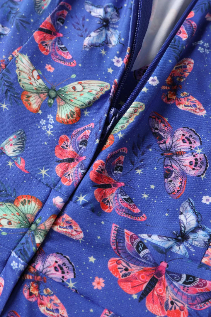 PREORDER - Julia Blue Butterfly Tea Dress - Estimated dispatch 18th of June