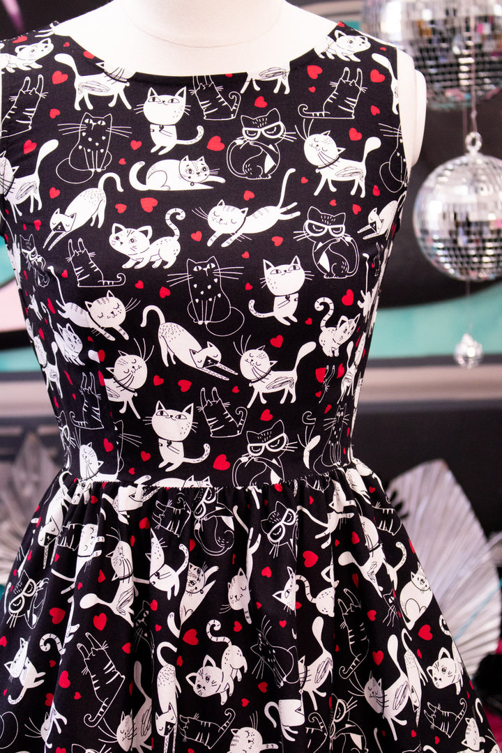 Cats & Hearts Midi Dress