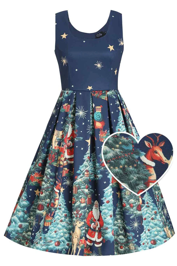 PREORDER - Amanda Dark Blue Christmas Santa Dress - Estimated dispatch 3rd of November