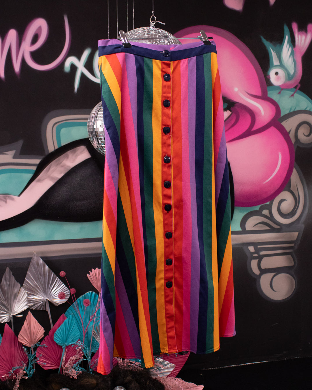 Rainbow Stripe Skirt Size S (10) - Bright & Beautiful