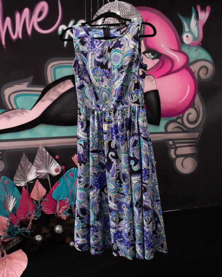 Blue Flower Dress Size XS (8) - Retrolicious