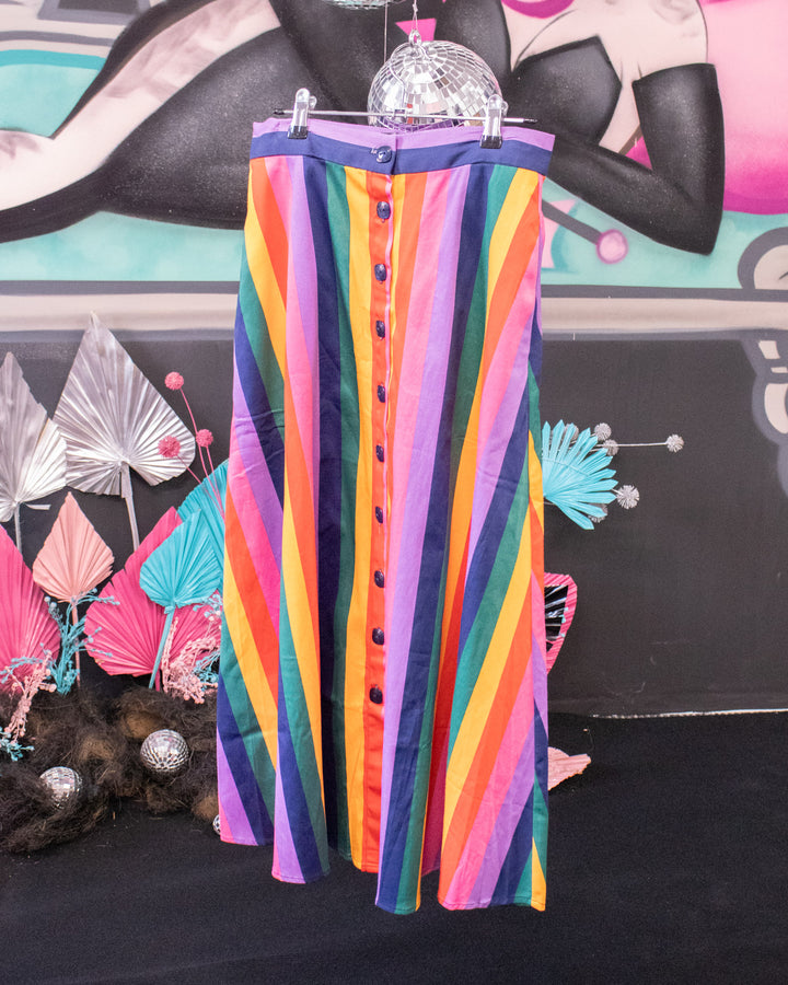 Rainbow Stripe Skirt Size S (10) - Bright and Beautiful