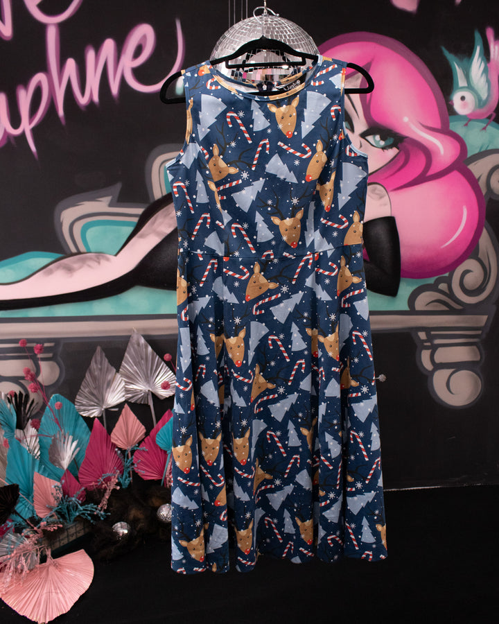 Blue Christmas Dress Size 14 - Lady Vintage
