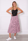 Polka Dot Pleated Skirt - Pink