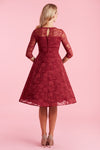 Madeline Long Sleeve Lace Dress in Burgundy