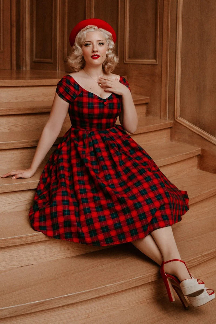PREORDER - Lily Red Tartan Dress - Expected dispatch 22nd October