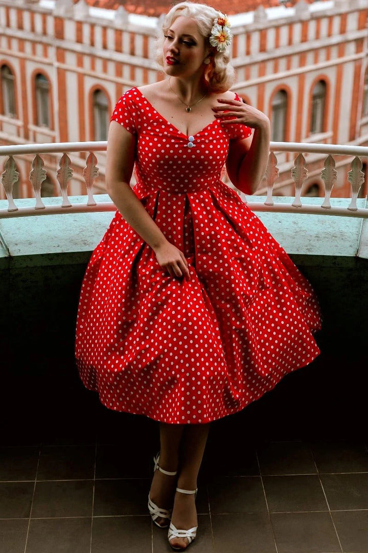 PREORDER - Lily Dress in Red Polka - Estimated dispatch 30th of October