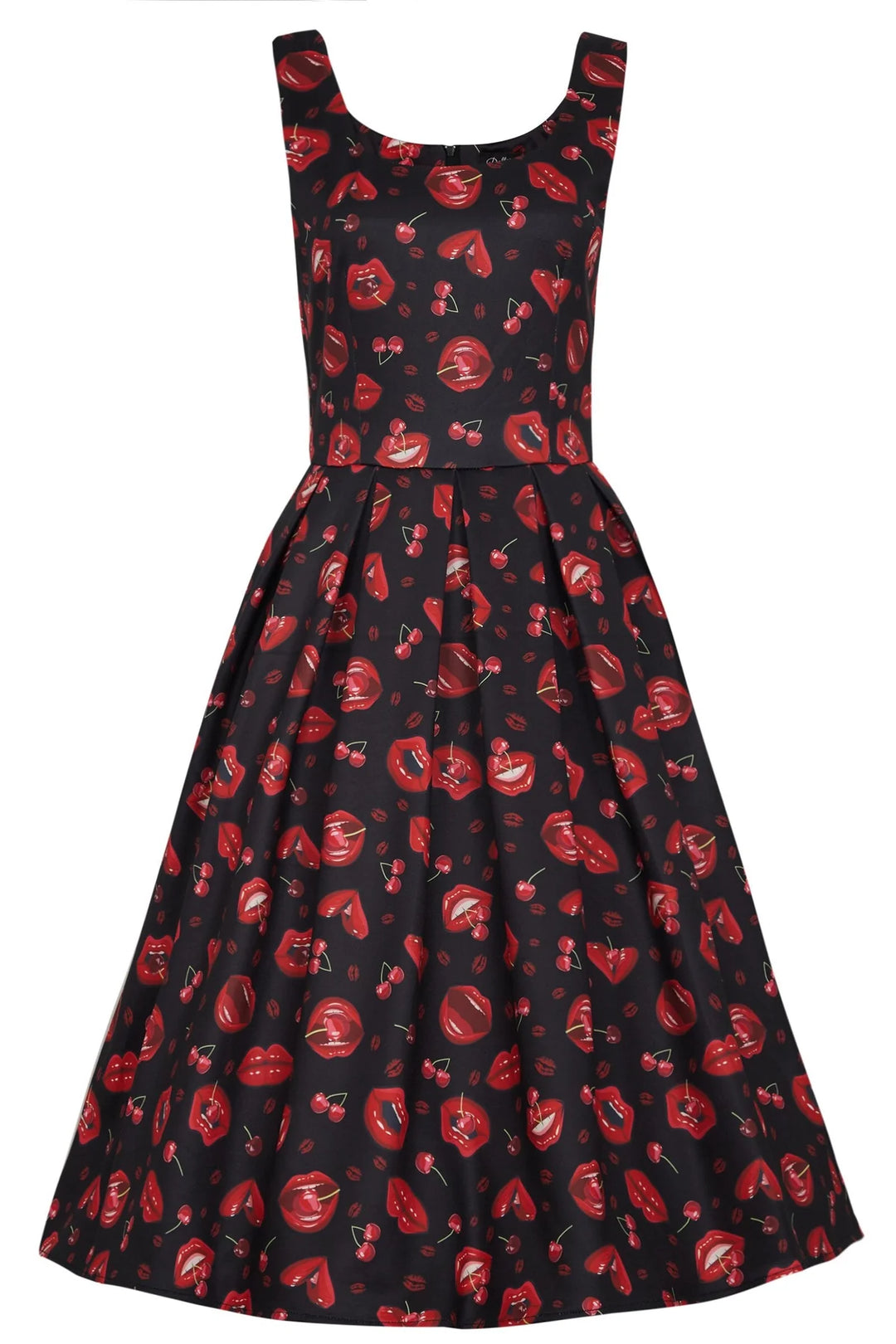 PREORDER - Amanda Pin up Lip & Cherry Dress - Estimated dispatch 28th of November