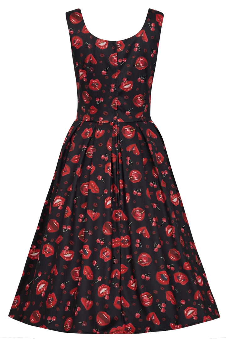 PREORDER - Amanda Pin up Lip & Cherry Dress - Estimated dispatch 28th of November