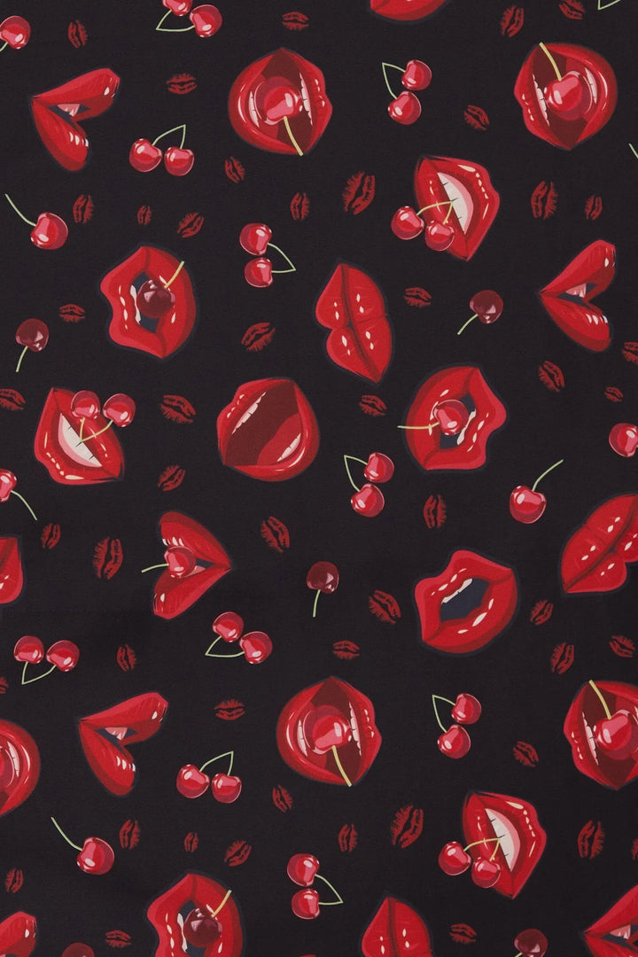 PREORDER - Amanda Pin up Lip & Cherry Dress - Estimated dispatch 28th of November