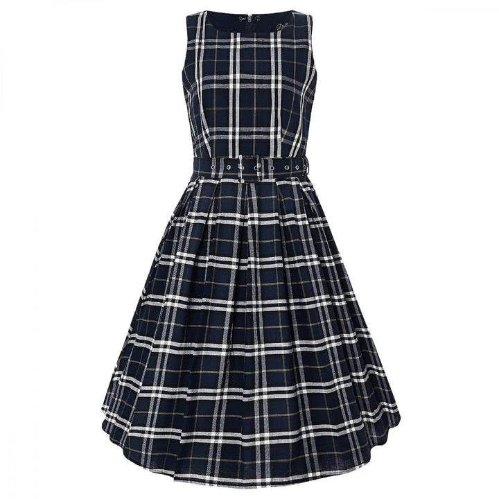 PREORDER - Annie Navy Blue Check Dress - Expected dispatch 22nd October