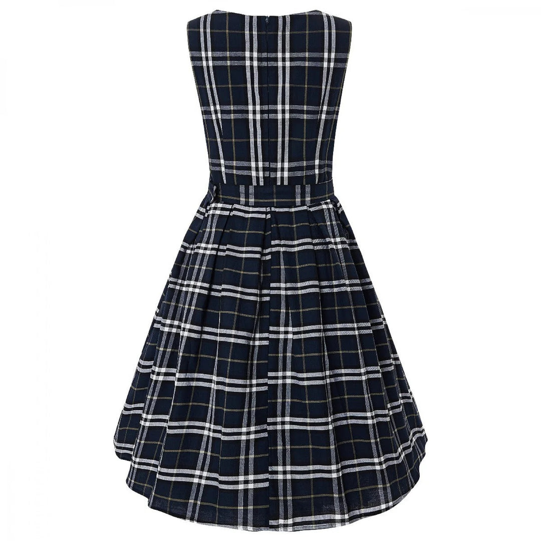 PREORDER - Annie Navy Blue Check Dress - Expected dispatch 22nd October