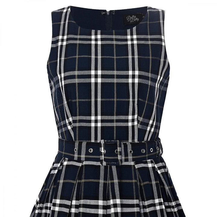 PREORDER - Annie Navy Blue Check Dress - Expected dispatch 22nd October