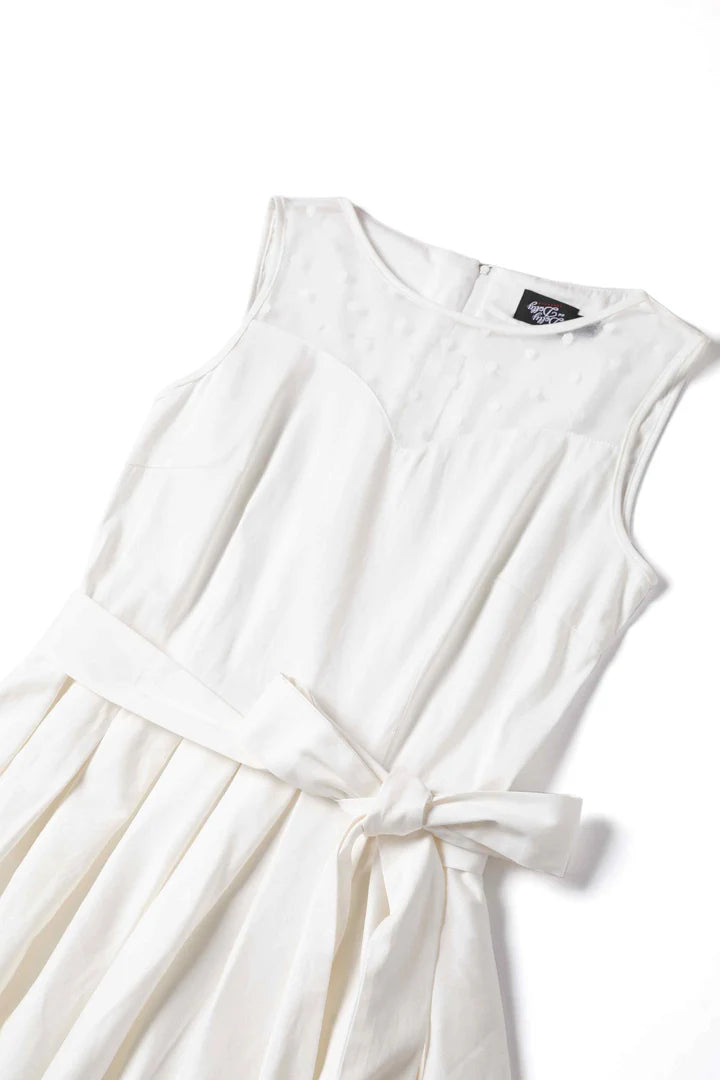 Elizabeth White Polka Dot Mesh Dress