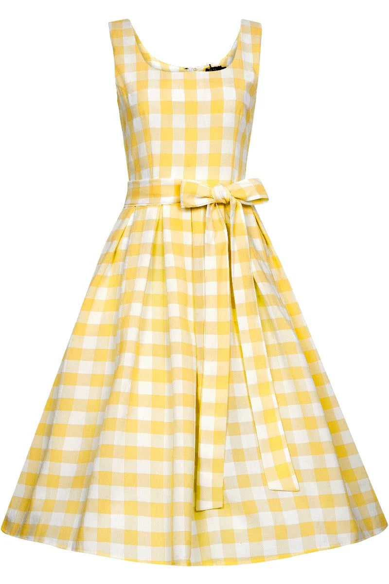 PRE-ORDER - Amanda Yellow Gingham Swing Dress - Expected dispatch 28th of May