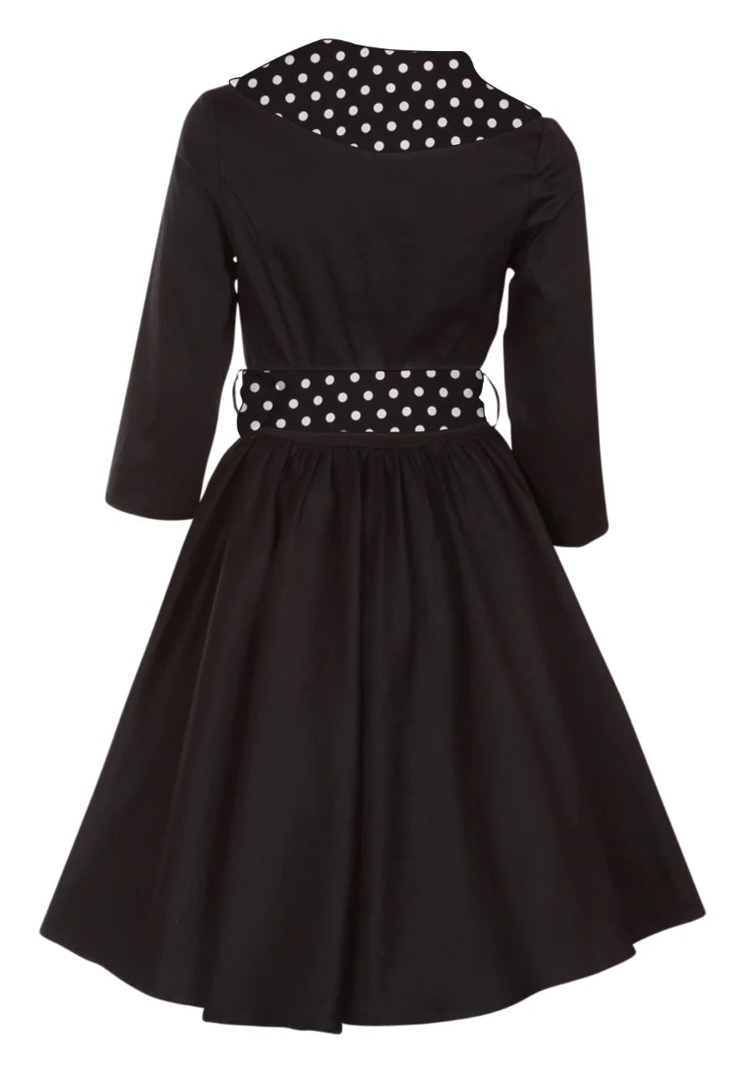 PREORDER - Tiffany 50's Coat Dress in Black and White Polka Dots - Expected dispatch 22nd October