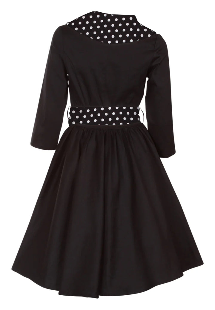 PREORDER - Tiffany 50's Coat Dress in Black and White Polka Dots - Expected dispatch 22nd October