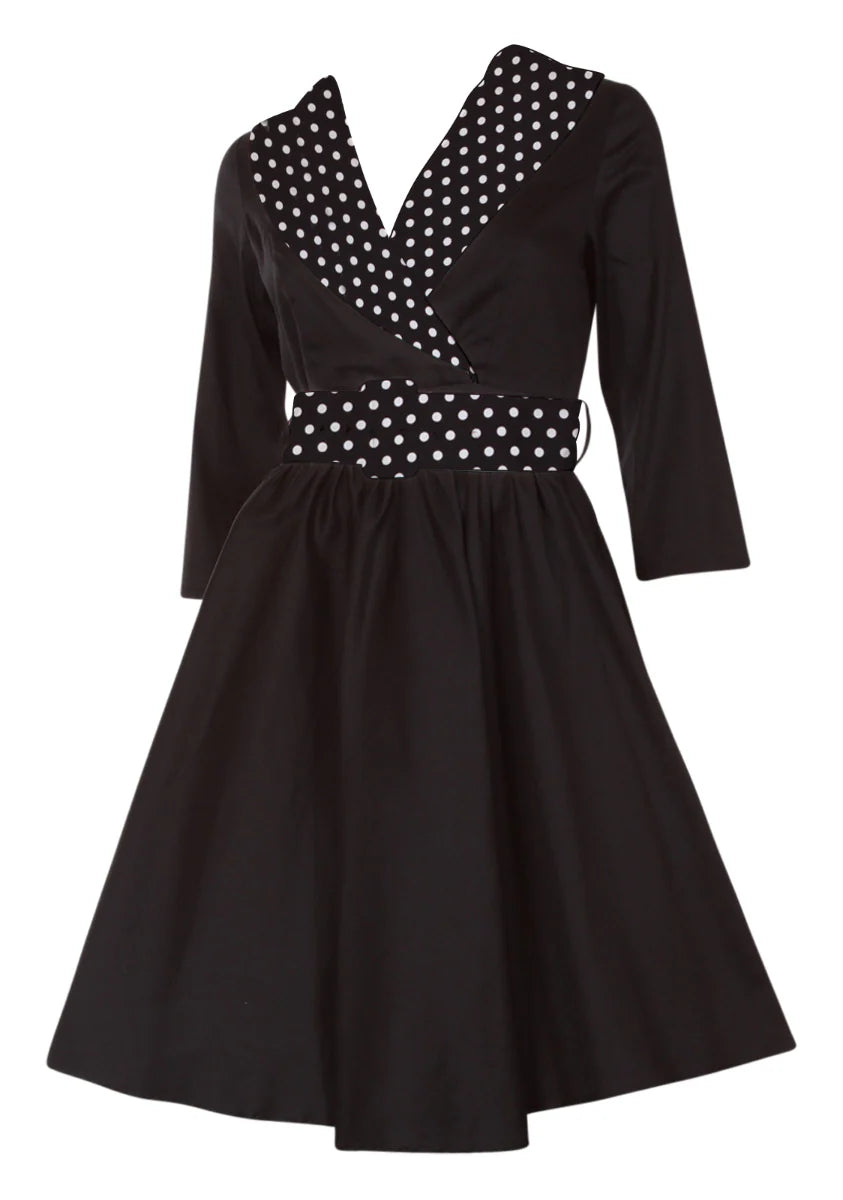 PREORDER - Tiffany 50's Coat Dress in Black and White Polka Dots - Expected dispatch 22nd October