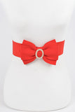 Bow Rhinestone Clinch Belt -  Red