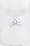 Bow Rhinestone Clinch Belt -  White