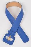 Faux Leather Wide Belt - Mustard