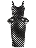 Lilla Polka Peplum Pencil Dress