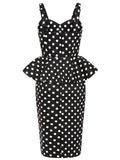 Lilla Polka Peplum Pencil Dress