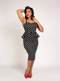 Lilla Polka Peplum Pencil Dress