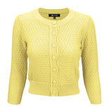 Lemon 3/4 Sleeve Cropped Cardigan