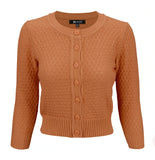 Dusty Orange 3/4 Sleeve Cropped Cardigan