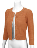 Dusty Orange 3/4 Sleeve Cropped Cardigan