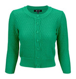 Kelly Green 3/4 Sleeve Cropped Cardigan