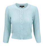 Light Blue 3/4 Sleeve Cropped Cardigan