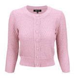 Light Pink 3/4 Sleeve Cropped Cardigan