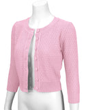 Light Pink 3/4 Sleeve Cropped Cardigan