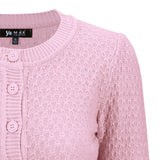 Light Pink 3/4 Sleeve Cropped Cardigan