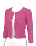 Magenta 3/4 Sleeve Cropped Cardigan