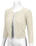 Oatmeal 3/4 Sleeve Cropped Cardigan