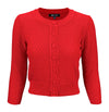 Red 3/4 Sleeve Cropped Cardigan