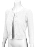 White 3/4 Sleeve Cropped Cardigan