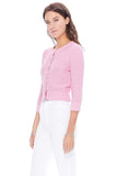 Light Pink 3/4 Sleeve Cropped Cardigan