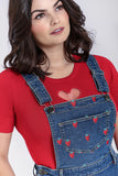 Strawberry Denim Pinafore Dress