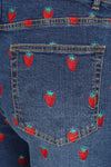 Strawberry Denim Pinafore Dress