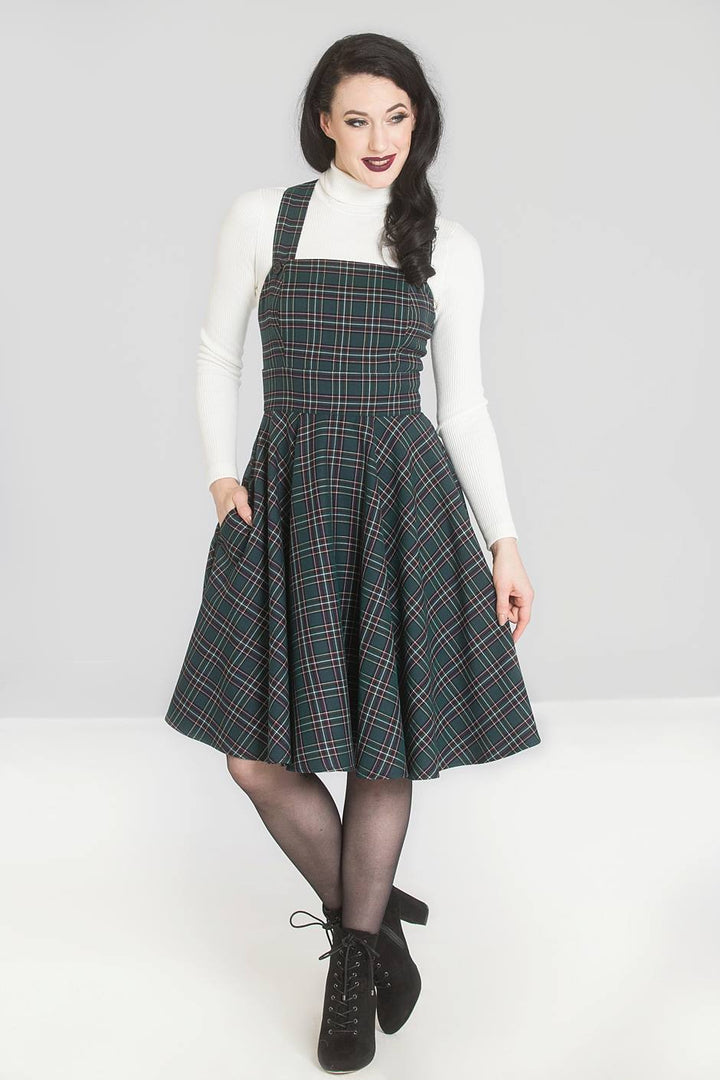 Peebles Pinafore Dress - Green - Preorder for dispatch 3rd of September