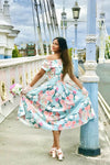 Lily Swing Dress in Mint Floral